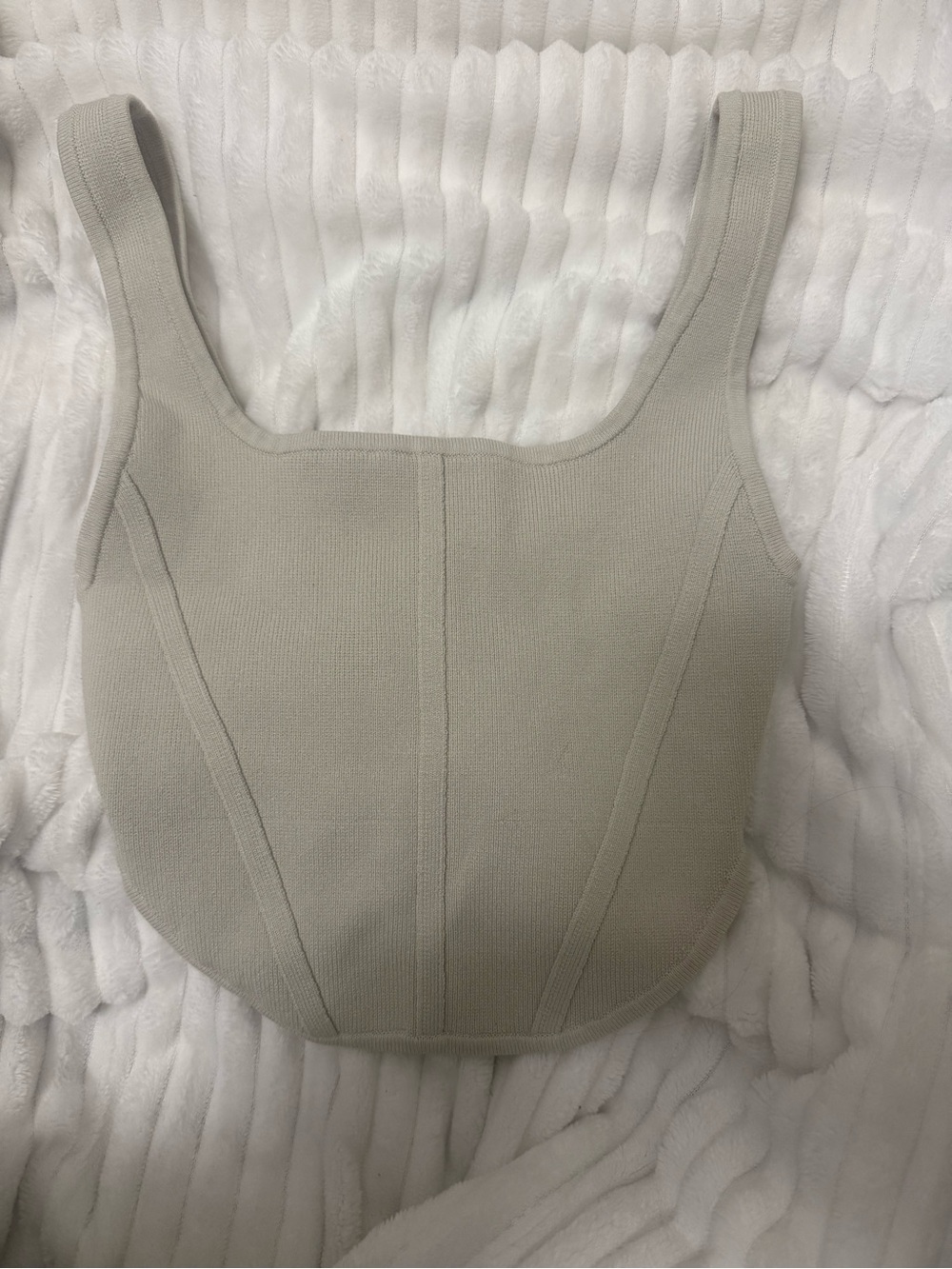 Babaton Light Gray Knit Crop Top